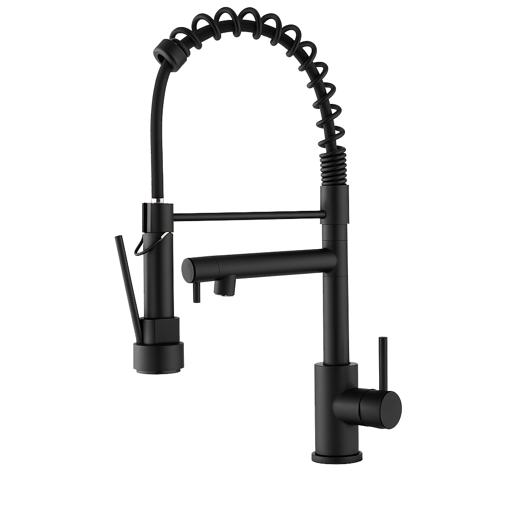 Kitchen Faucet, Touch On Single Handle 2- Function Stainless Steel Spring Neck, Single Hole Installation for Residential, Commercial, RV, Bar & More, Matte Black