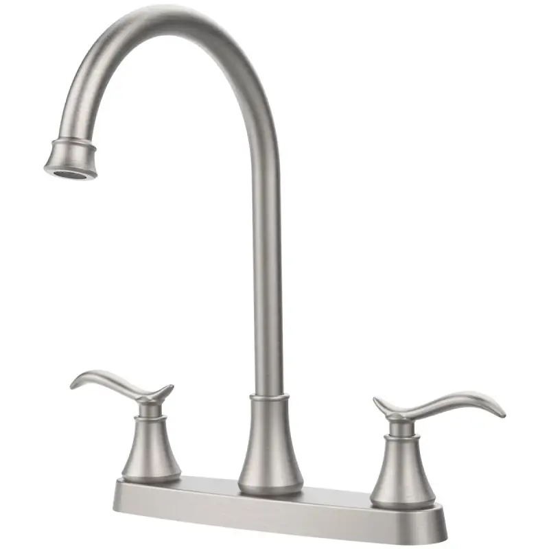 Two Handle High Arc Brushed Nickel Pull Out Kitchen Faucet,Single Level Stainless Steel Kitchen Sink Faucets