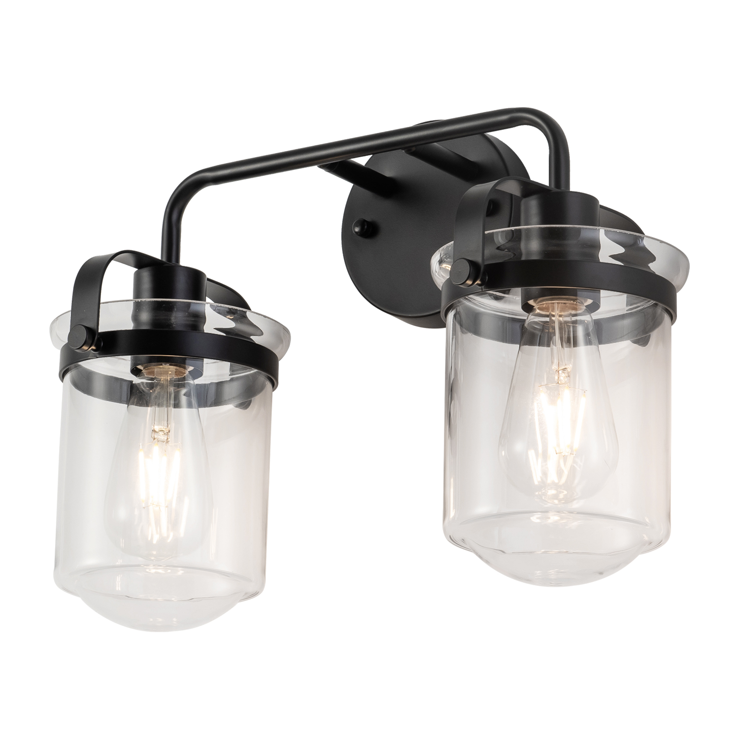 2-Light with Clear Glass Shade,Modern Sconce, Industrial Indoor  Light Fixture for Bathroom Living Room Bedroom Over Kitchen Sink,E26 Socket,  [No Bulb]