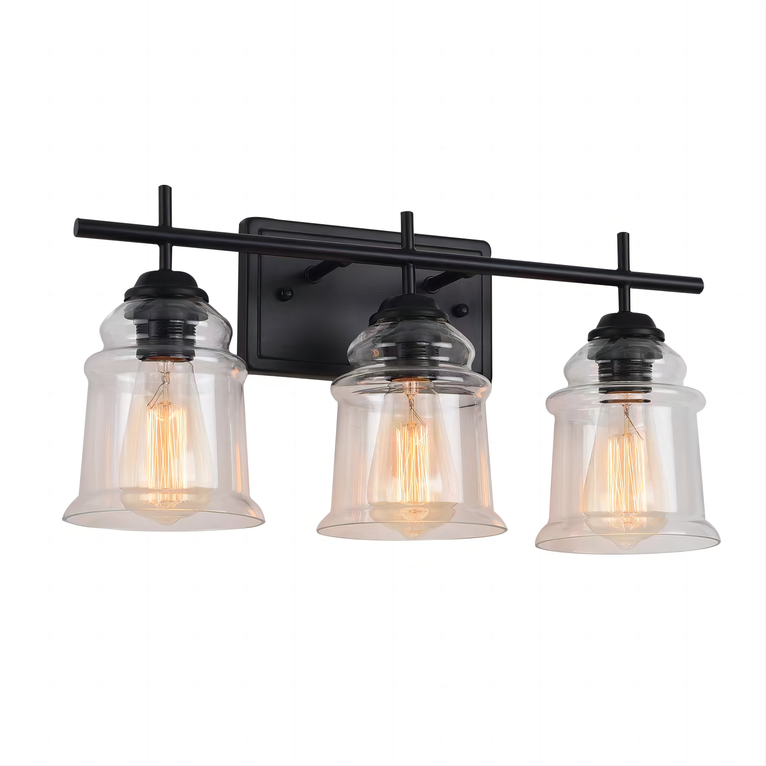 3-Light with Clear Glass Satin Shade,Unique Hand-make Lampshade, Industrial Indoor Light Fixture for Bathroom Living Room Bedroom Over Kitchen Sink,E26 Socket [No Bulb]