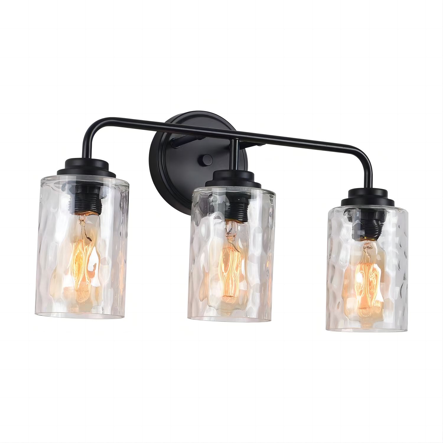 3-Light with Clear Glass Glacier Shade,Unique Hand-make Lampshade, Industrial Indoor Light Fixture for Bathroom Living Room Bedroom Over Kitchen Sink,E26 Socket [No Bulb]