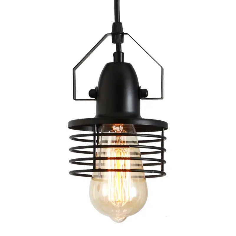 Industrial Black Pendant Light Metal Cage Pendant Lights Dining Room Hanging Lighting for Kitchen Island Living Room Bedroom Entryy Barn Farmhouse,Spring Shade,E26 Bulb（1 Light）