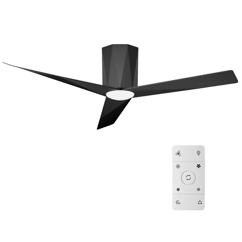 Ceiling Fans with Dimmable Led Lights, 52 Inch Flush Mount Ceiling Fan Remote Control, Quiet DC Reversible Motor for Summer Winter, Low Profile Modern ABS Blades Indoor Use, 3X-Z3