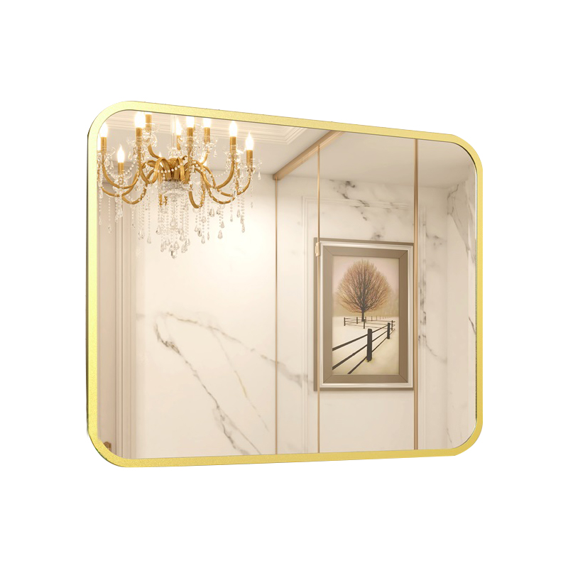 Bathroom Vanity Mirror for Over Sink 40" x 32" Rectangle Gold Mirror with Round Corner for Bedroom Seamless Anti-Rust Polymer Coated Shatterproof Glass (Horizontally/Vertically)