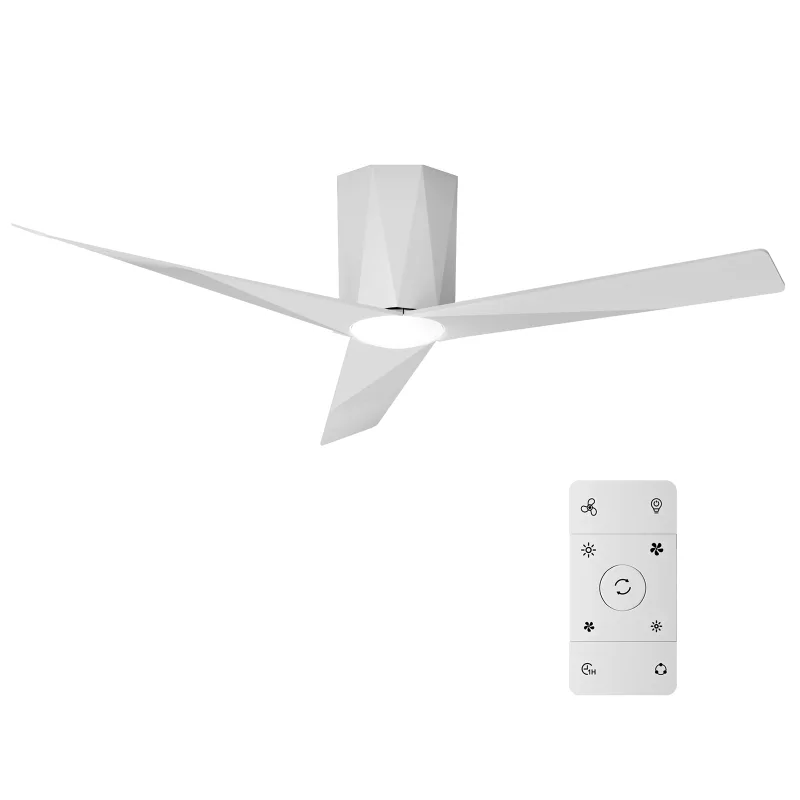 Ceiling Fans with Dimmable Led Lights, 52 Inch Flush Mount Ceiling Fan Remote Control, Quiet DC Reversible Motor for Summer Winter, Low Profile Modern ABS Blades Indoor Use, 3X-Z3