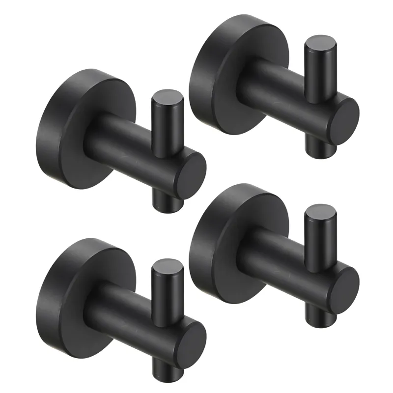 Round Base Wall Hanging Hook with Screws- Matte Black Hook, 4 Pack, for Entry Shoe Cabinet, Wardrobe Bathroom Bedroom Furniture Hardware