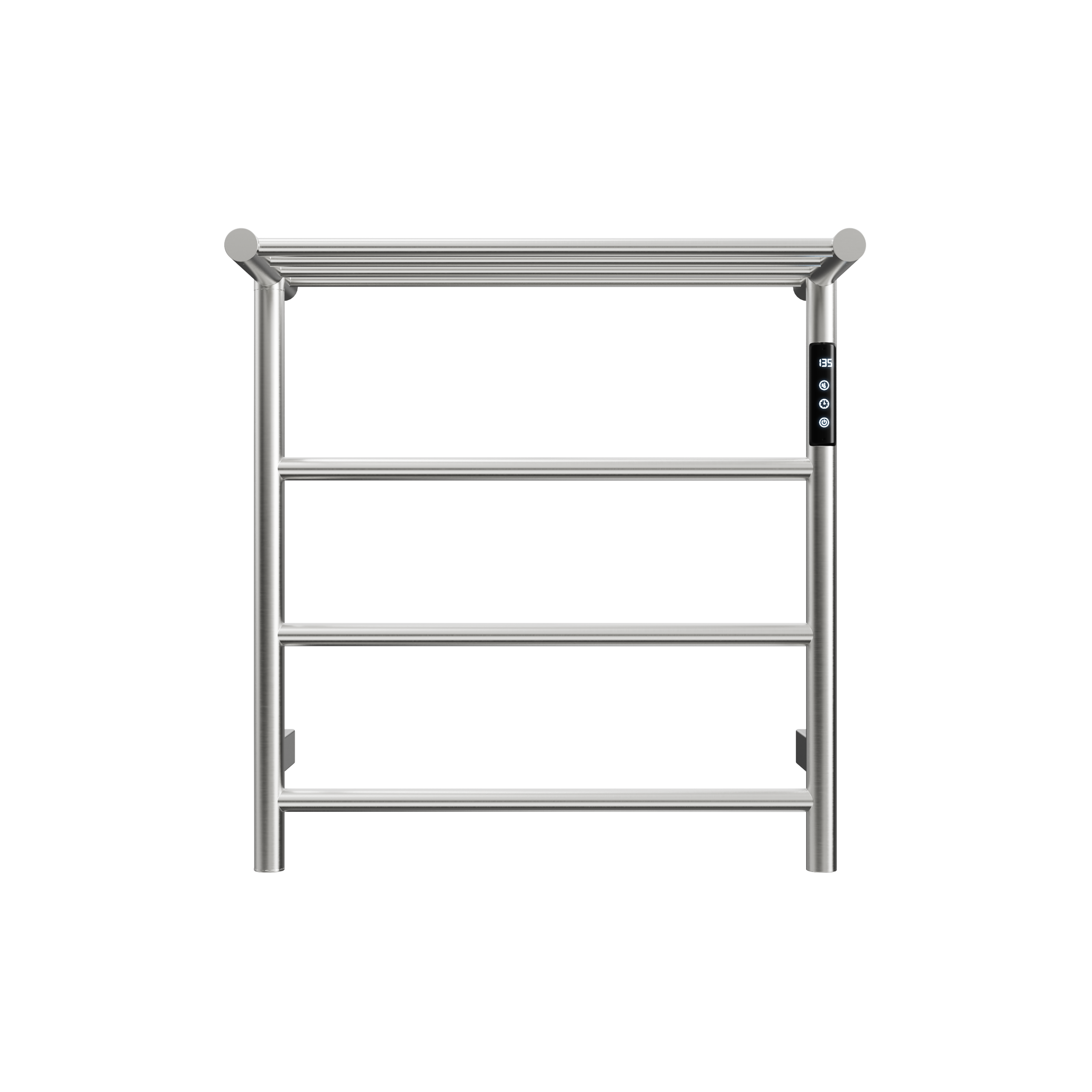 Heated Towel Rack with Top Shelf, 3-Bar Towel Wall MountedWarmer for Bathroom with Intelligent Touch Screen Timer, 304 Stainless Steel Polished, Plug-in/Hard-Wired