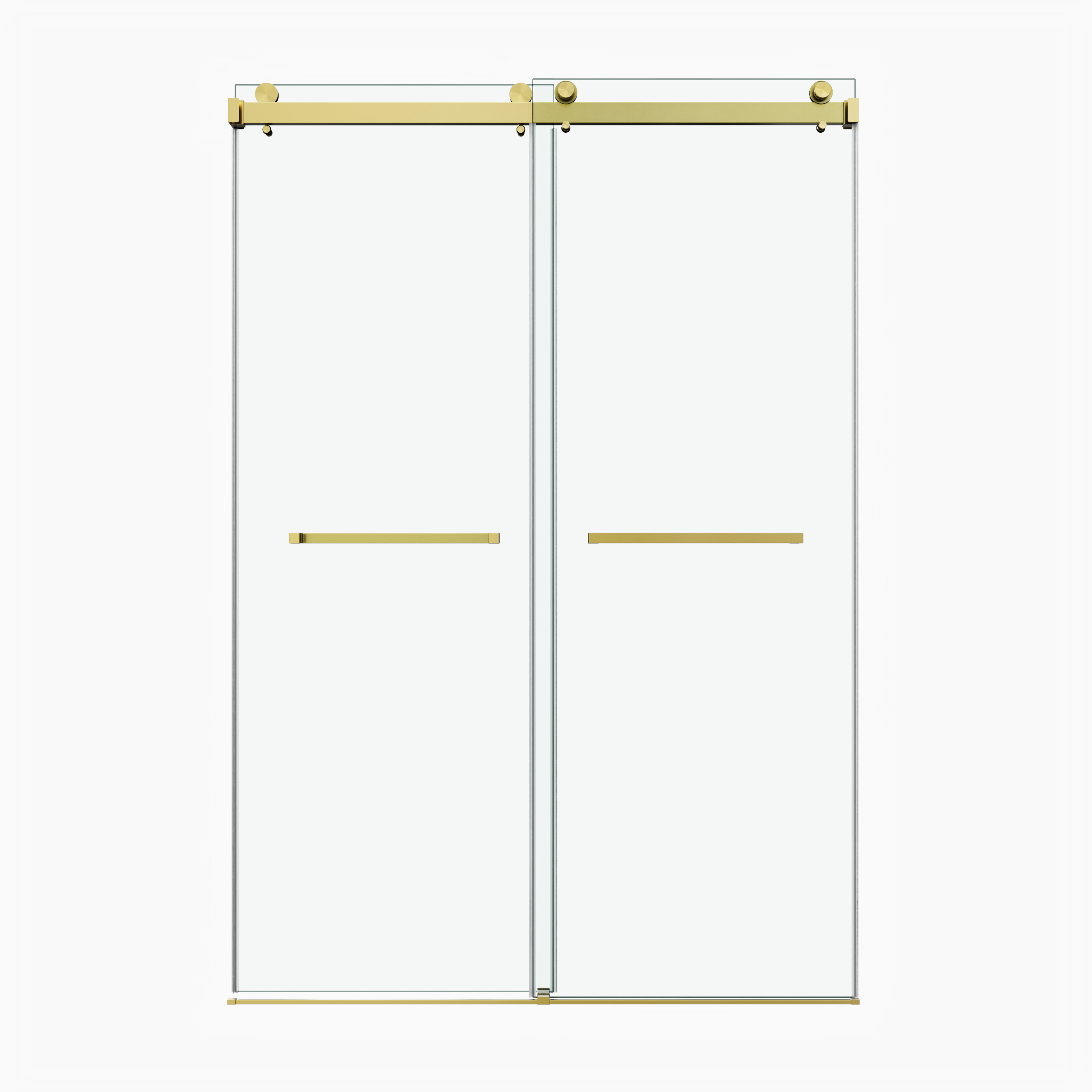 48x60" Frameless Double Sliding Shower Door, Double Shower Door, 3/8″ (10mm) SGCC Tempered Glass, Stainless Steel, Brushed Gold