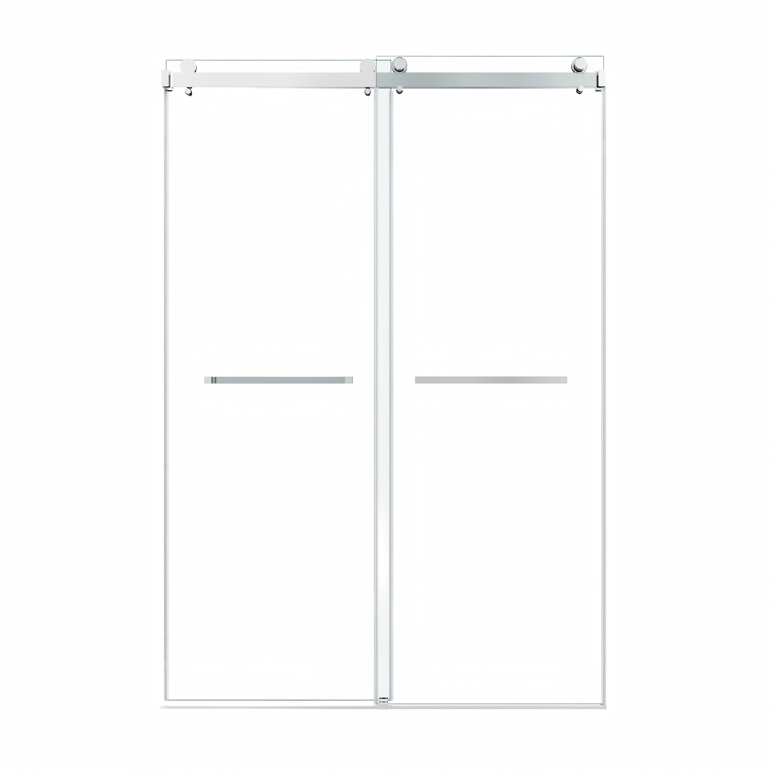 48x72" Frameless Double Sliding Shower Door, Double Shower Door, 3/8″ (10mm) SGCC Tempered Glass, Stainless Steel, Chrome
