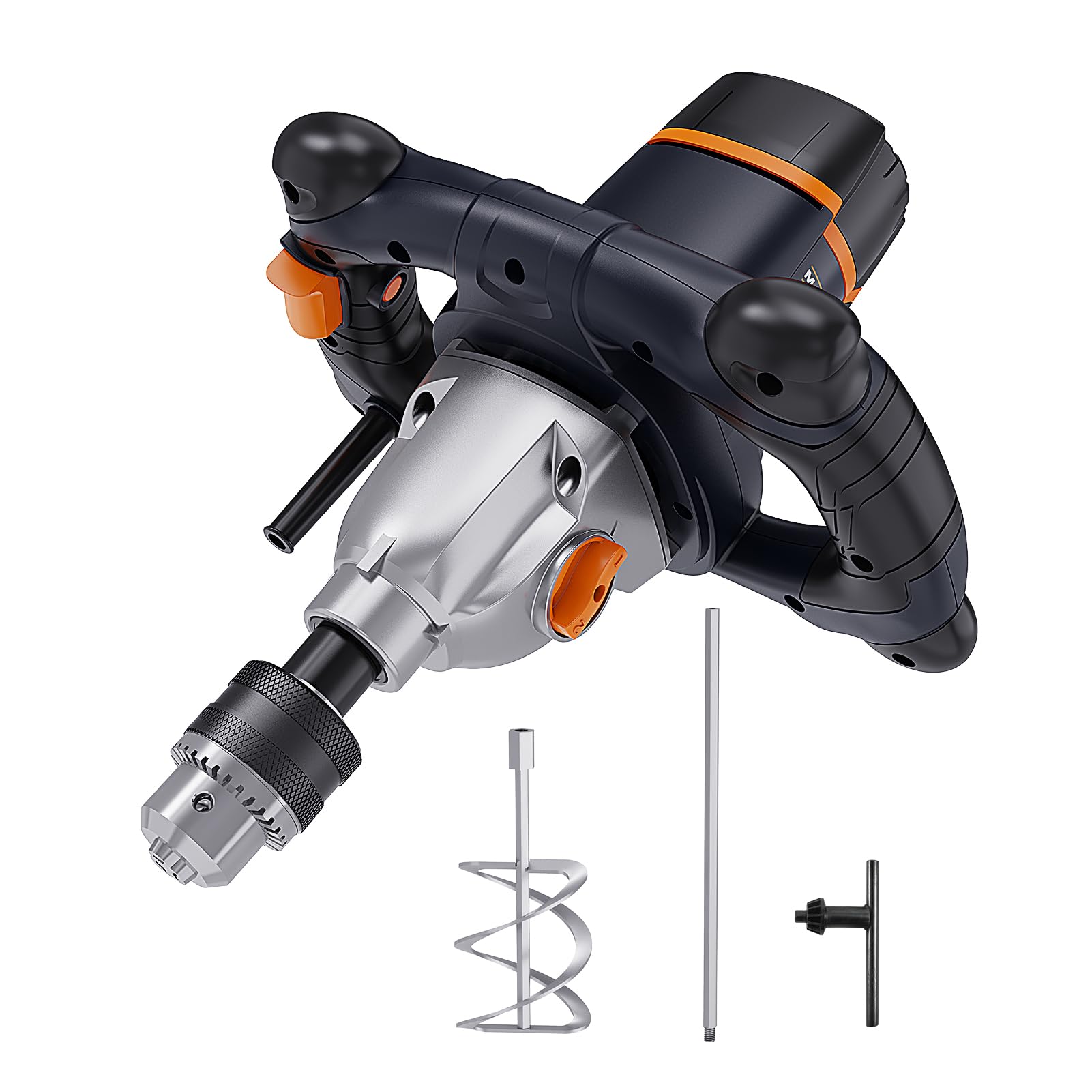 Mixer 13A Single Paddle Concrete Mortar Mixer, 5/8" Keyed Chuck, Soft Start, Come w/100mm Large Spiral Mixing Paddle