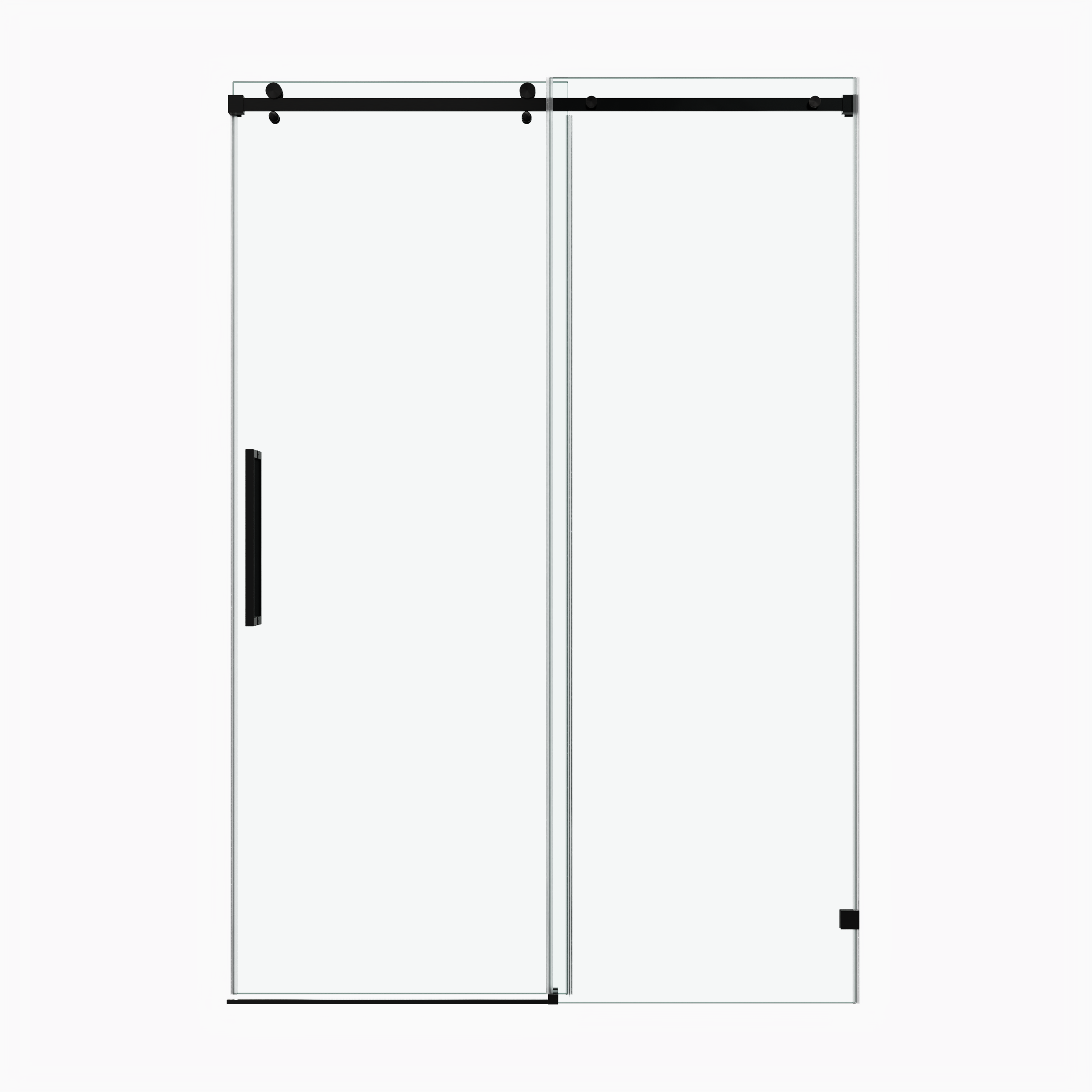 60x79" Fixed & Sliding Shower Door, Square Tube Hardware, Clear Glass Shower Door, 3/8″ (10mm) SGCC Tempered Glass, Stainless Steel, Matte Black