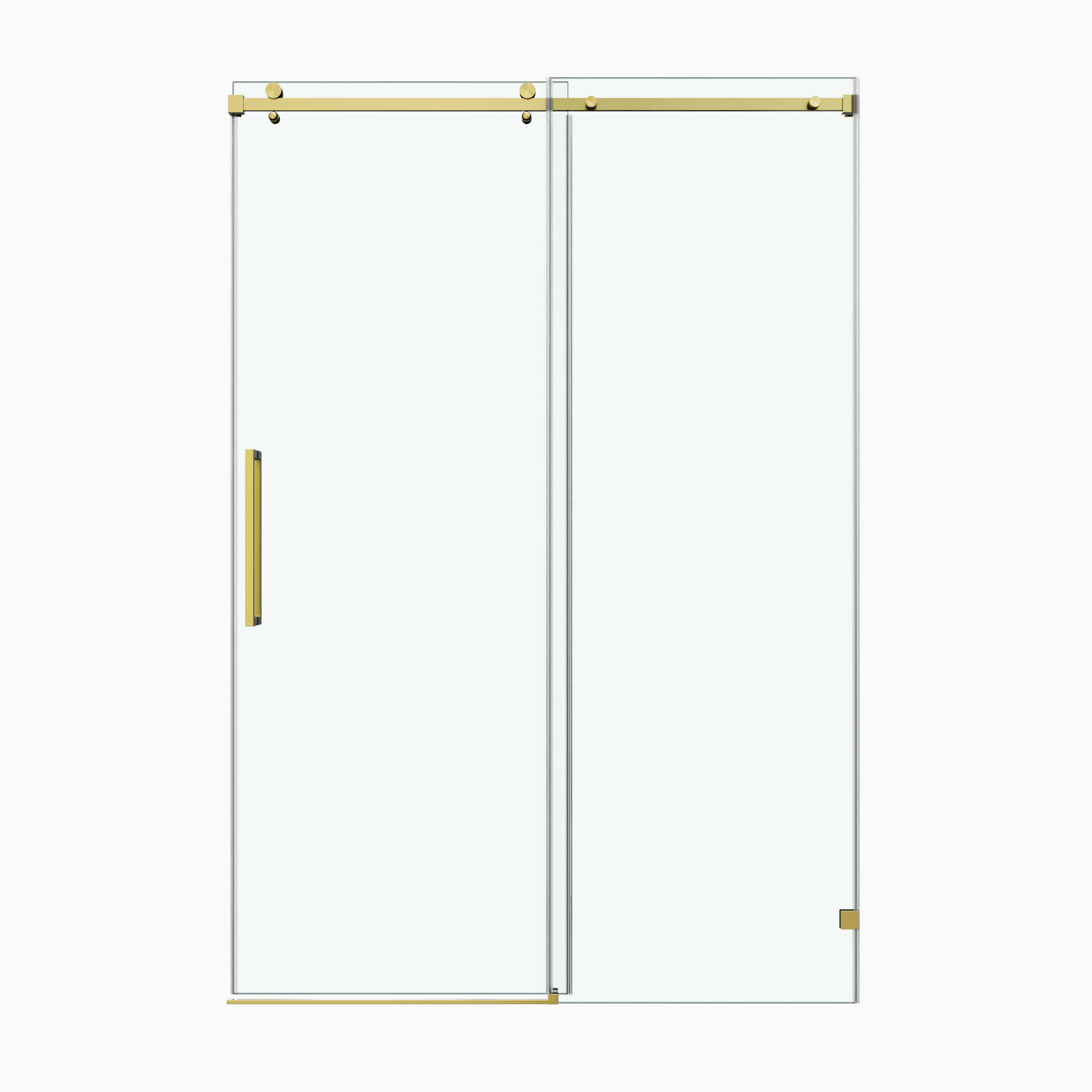 48x76" Fixed & Sliding Shower Door, Square Tube Hardware, Clear Glass Shower Door, 3/8″ (10mm) SGCC Tempered Glass, Stainless Steel, Brushed Gold