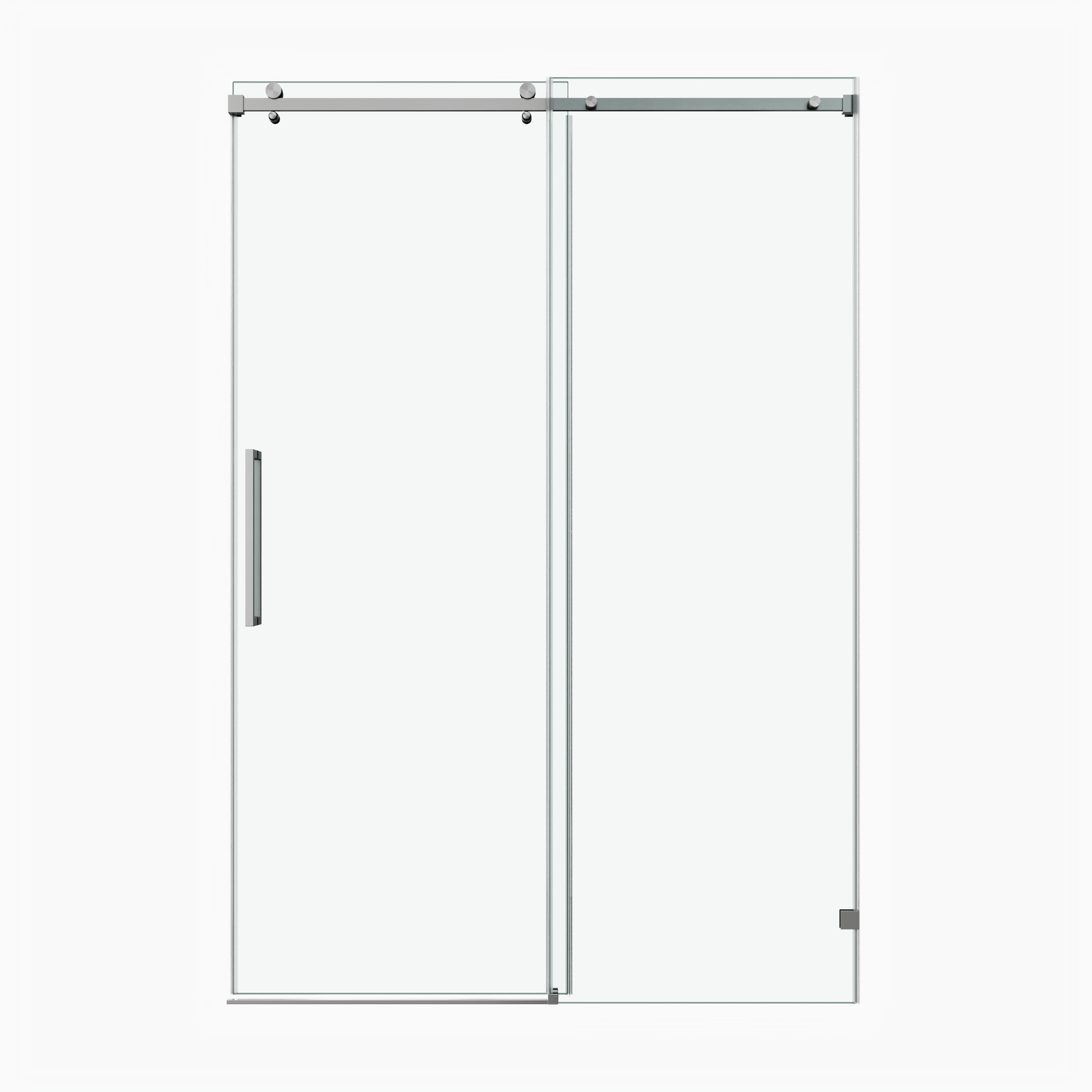 48x76" Fixed & Sliding Shower Door, Square Tube Hardware, Clear Glass Shower Door, 3/8″ (10mm) SGCC Tempered Glass, Stainless Steel, Brushed Nickel
