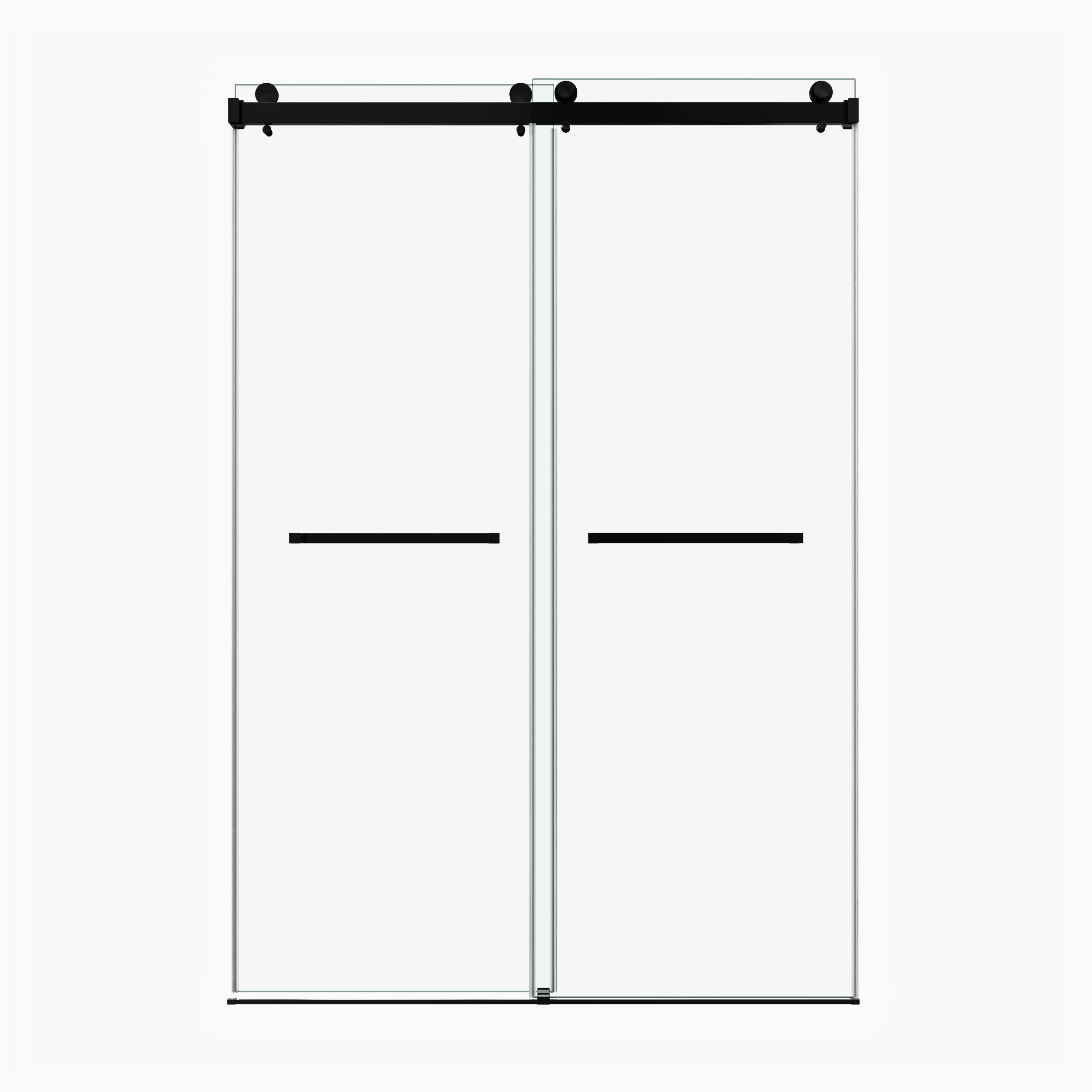 48x66" Frameless Double Sliding Shower Door, Double Shower Door, 3/8″ (10mm) SGCC Tempered Glass, Stainless Steel, Matte Black