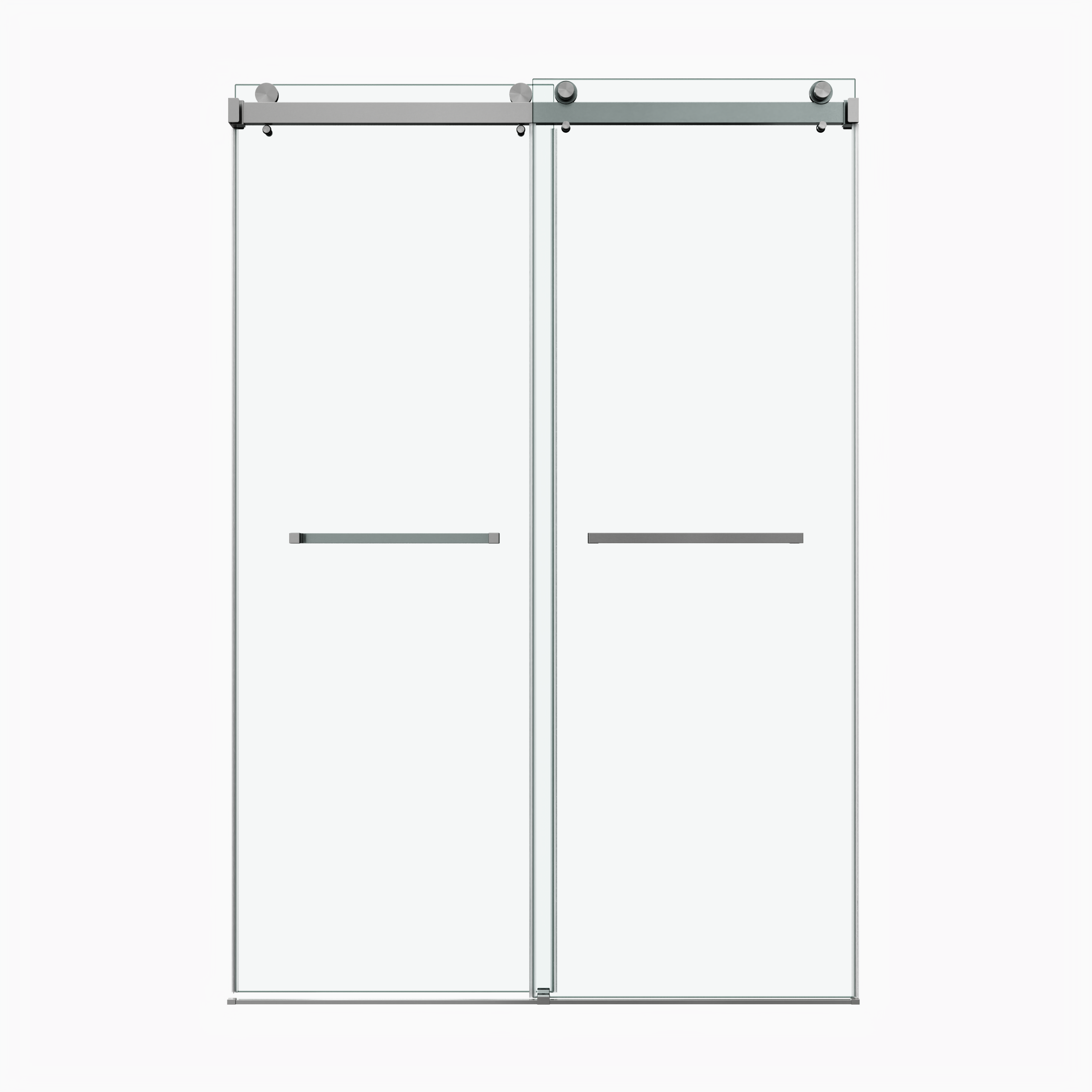 48x60" Frameless Double Sliding Shower Door, Double Shower Door, 3/8″ (10mm) SGCC Tempered Glass, Stainless Steel, Brushed Nickel
