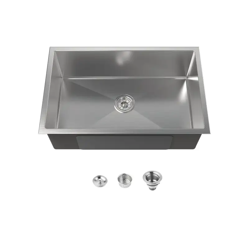 Stainless Steel Kitchen Sink, 30″x19″ Drop In Single Bowl, Undermount Handmade Sink in Dark Gray, with US Standard Drain and Hook