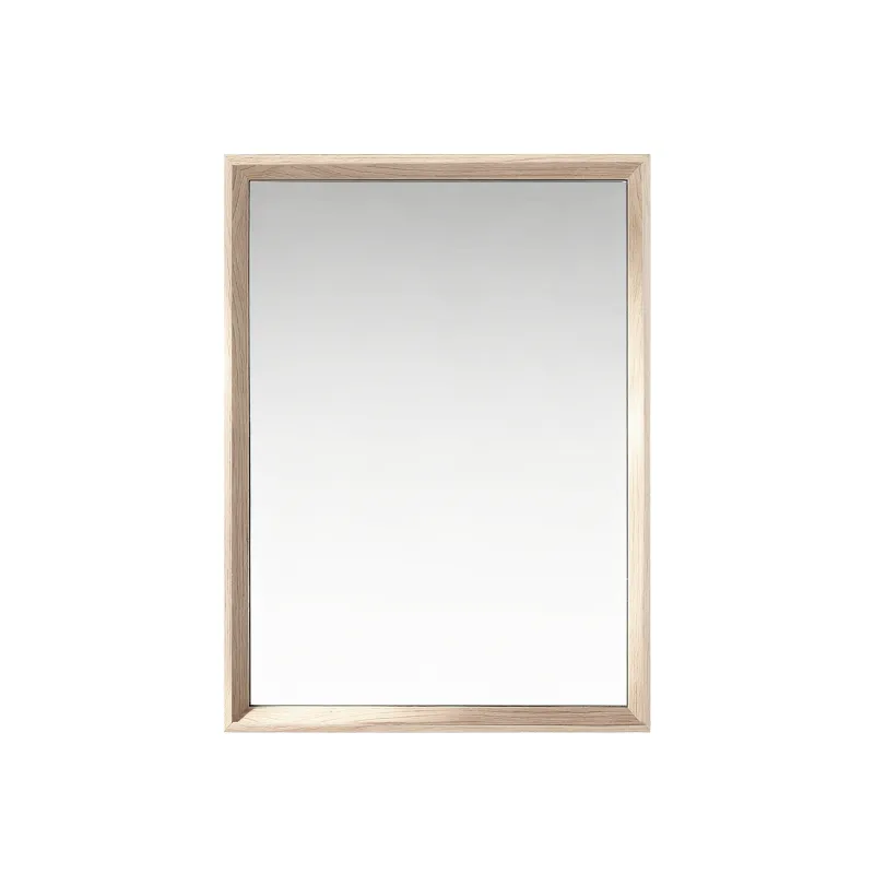 22x30 Inch Rectangle Wall Mirror, Modern Oak Wood Polystyrene Frame Bathroom Mirror, Distortion Free Tempered Safety Glass Anti-Desilvering Mold-Free Vanity Mirror