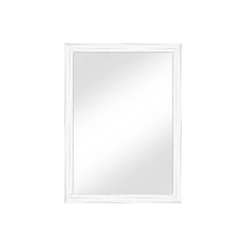22x30 Inch Rectangle Wall Mirror, Modern White Washed Wood Grain Polystyrene Frame Bathroom Mirror, Distortion Free Tempered Safety Glass Anti-Desilvering Mold-Free Vanity Mirror