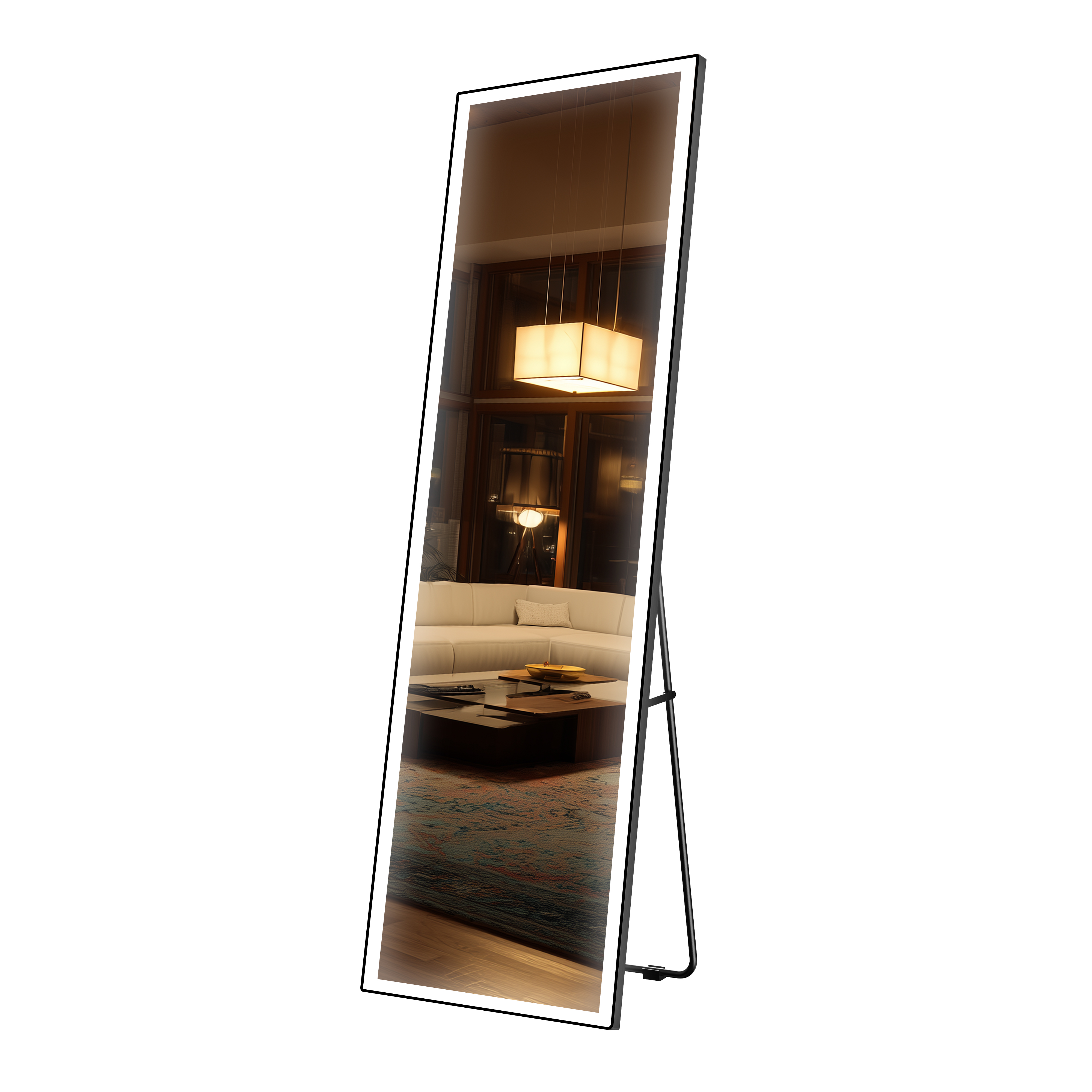 18x56 Inch Rounded Rectangle Wall Mirror, Modern Aluminum Framed LED Bathroom Mirror, Distortion Free Tempered Safety Glass Vanity Mirror for Bedroom Dressing Room