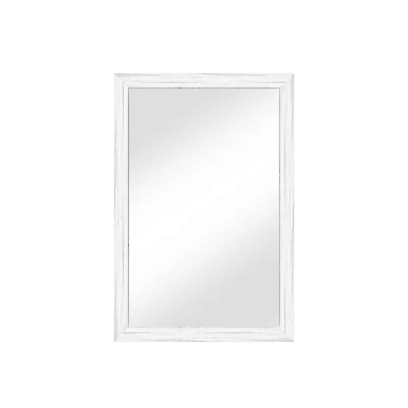 20x30 Inch Rectangle Wall Mirror, Modern White Washed Wood Grain Polystyrene Frame Bathroom Mirror, Distortion Free Tempered Safety Glass Anti-Desilvering Mold-Free Vanity Mirror