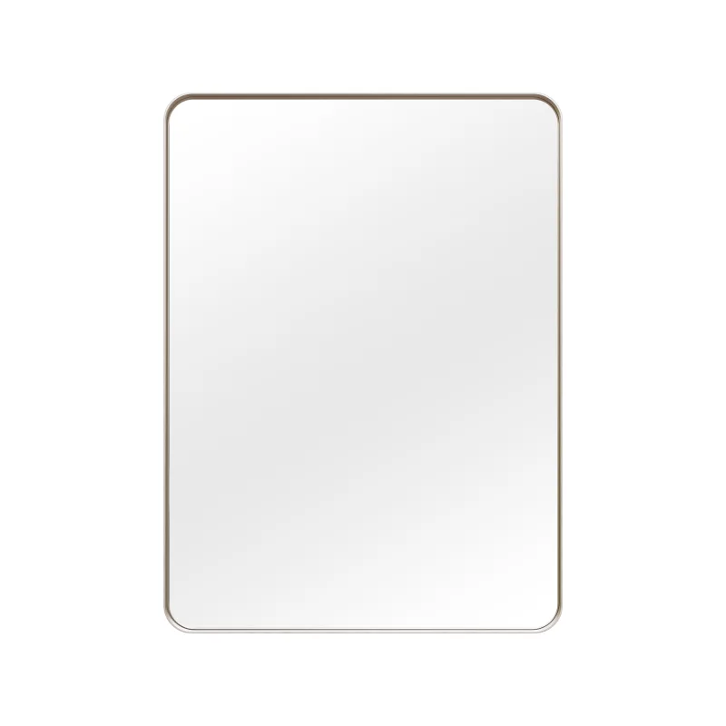 22x30 Inch Rounded Rectangle Wall Mirror, Modern Aluminum Frame Tempered Glass Bathroom Mirror, Moisture Resistant Distortion Free Dual Mount Vanity Mirror for Powder Room Entryway