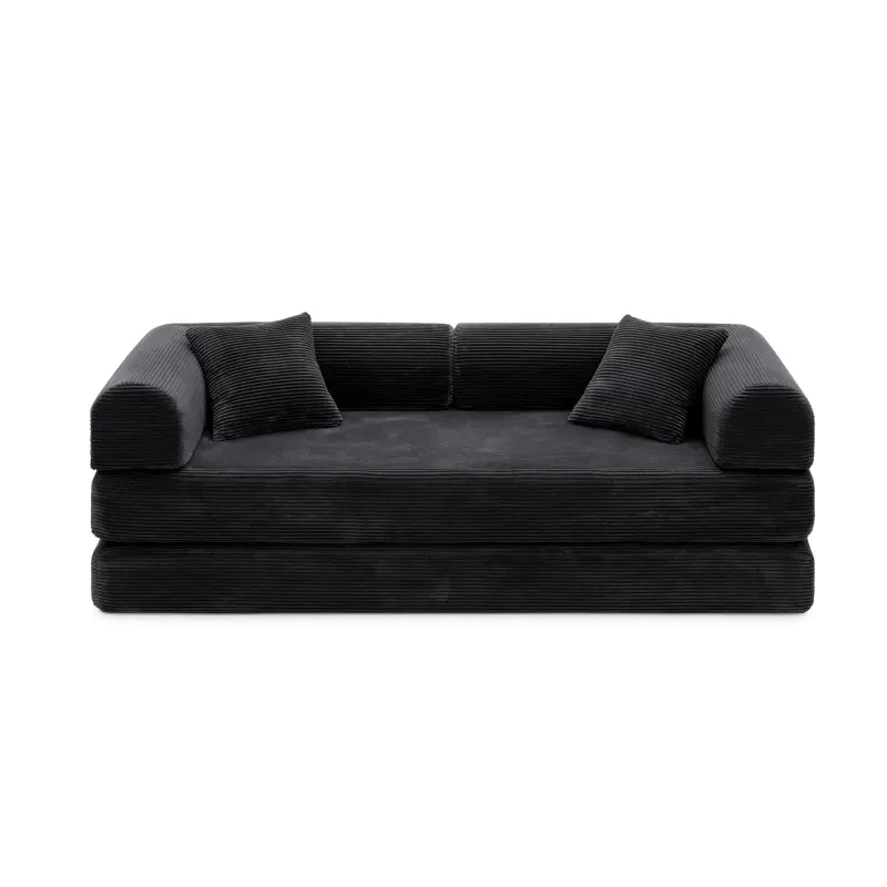 Convertible Sleeper Sofa Bed Corduroy Upholstered High Density Compressed Sponge Filling Foldable Multi-functional Couch for Living Room Hotel Apartment