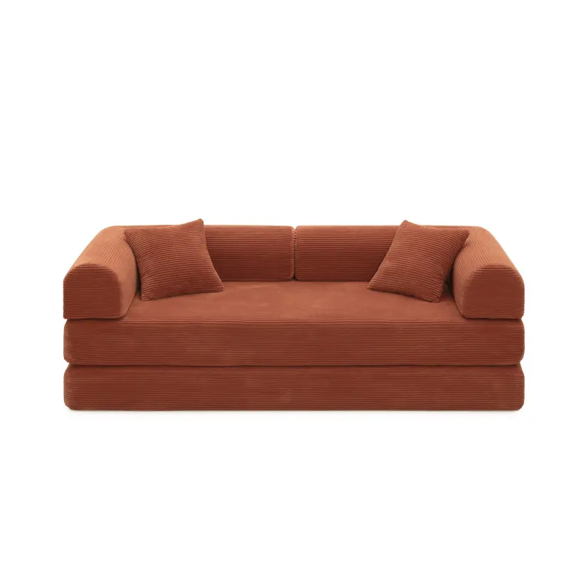 Convertible Sleeper Sofa Bed Corduroy Upholstered High Density Compressed Sponge Filling Foldable Multi-functional Couch for Living Room Hotel Apartment