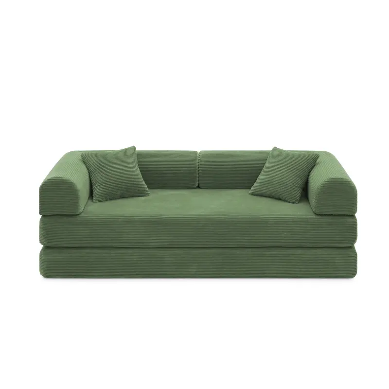 Convertible Sleeper Sofa Bed Corduroy Upholstered High Density Compressed Sponge Filling Foldable Multi-functional Couch for Living Room Hotel Apartment