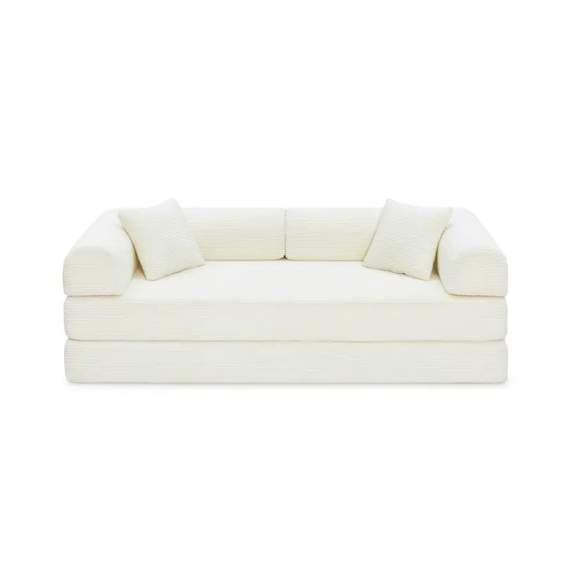 Convertible Sleeper Sofa Bed Corduroy Upholstered High Density Compressed Sponge Filling Foldable Multi-functional Couch for Living Room Hotel Apartment