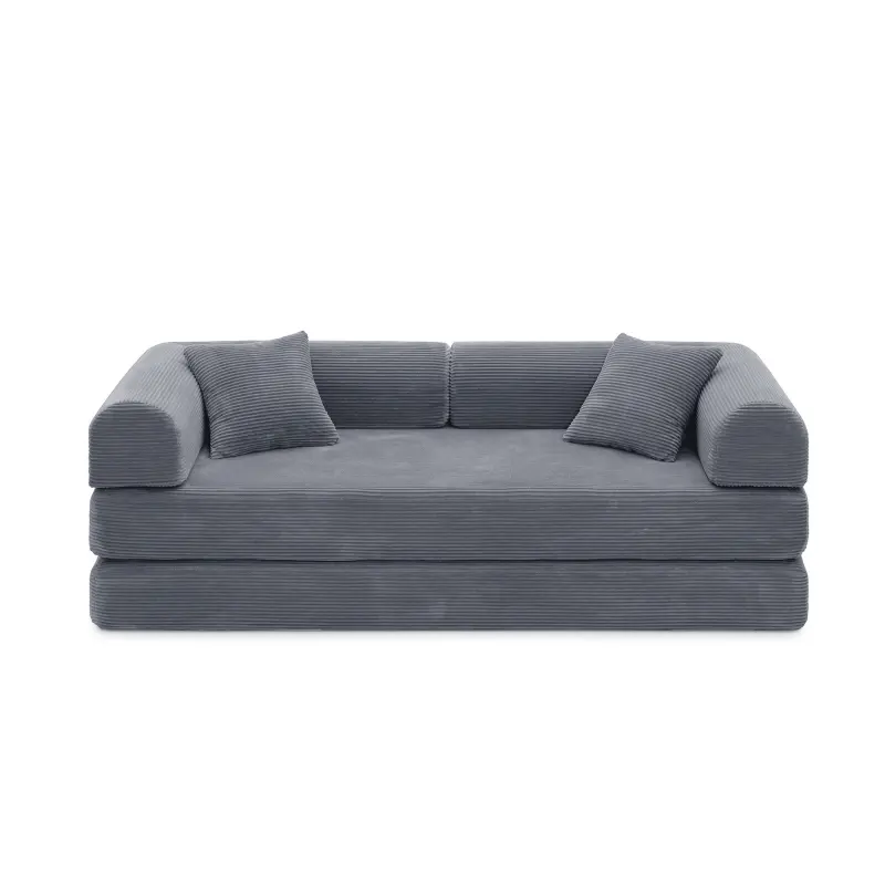 Convertible Sleeper Sofa Bed Corduroy Upholstered High Density Compressed Sponge Filling Foldable Multi-functional Couch for Living Room Hotel Apartment