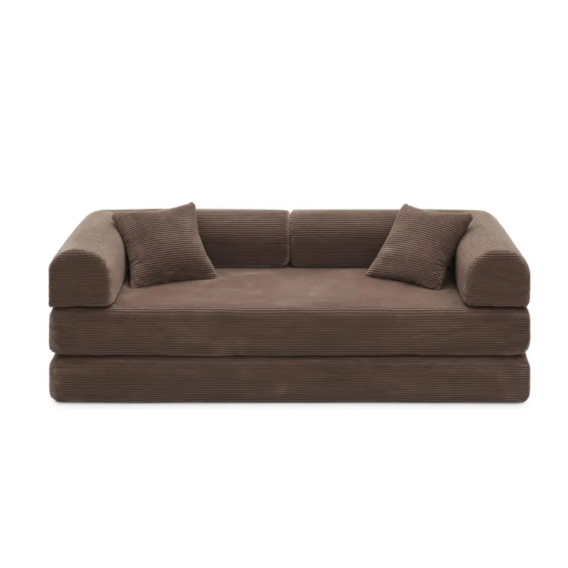 Convertible Sleeper Sofa Bed Corduroy Upholstered High Density Compressed Sponge Filling Foldable Multi-functional Couch for Living Room Hotel Apartment