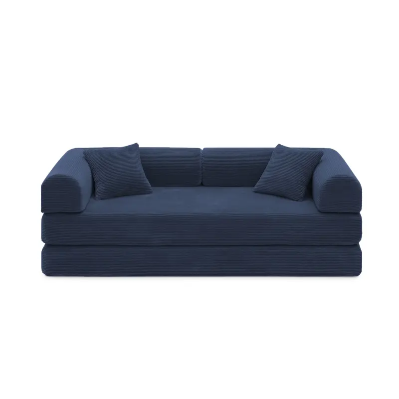 Convertible Sleeper Sofa Bed Corduroy Upholstered High Density Compressed Sponge Filling Foldable Multi-functional Couch for Living Room Hotel Apartment