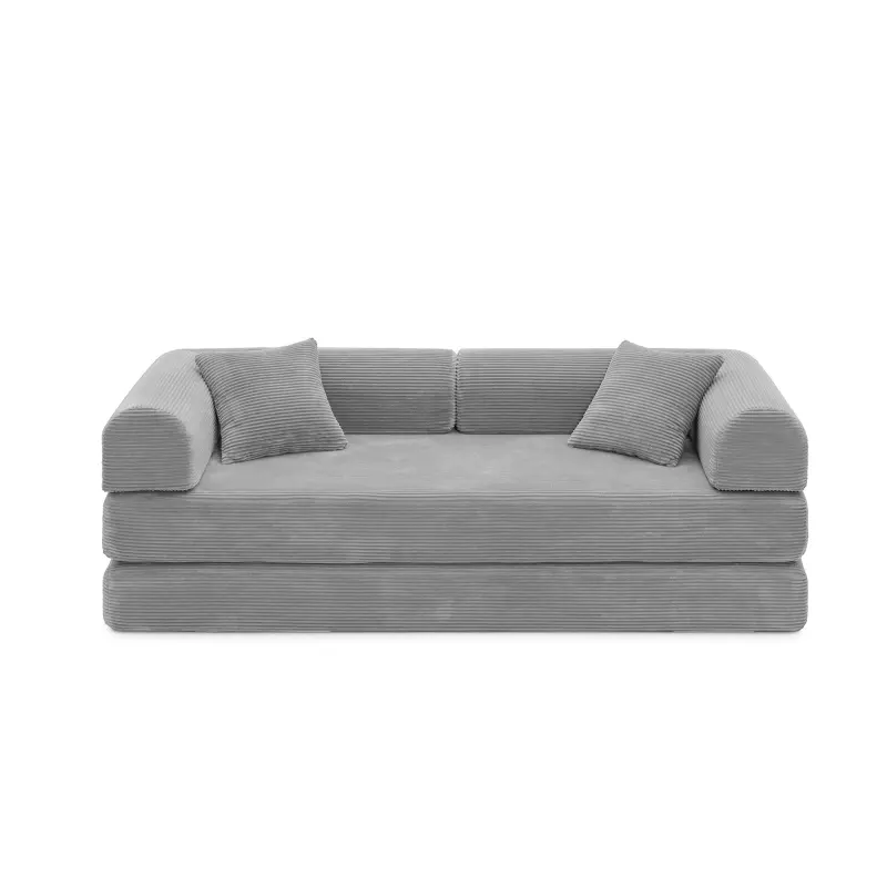Convertible Sleeper Sofa Bed Corduroy Upholstered High Density Compressed Sponge Filling Foldable Multi-functional Couch for Living Room Hotel Apartment