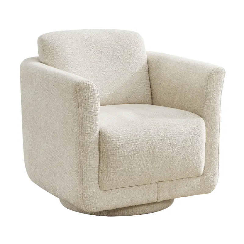 33" Chenille 360° Swivel Barrel Chair, No Assembly Required