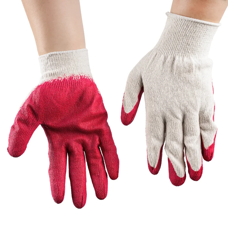 Red Latex Work Gloves for Garden & Warehouse ,10 Gauge T/C Knit Shell with Smooth Coated Palm, 10 Pairs
