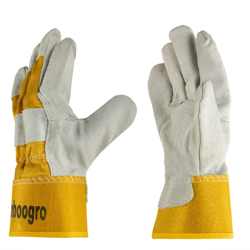 CSG Genuine Cow Leather Work Gloves, Wear Resistant Protective Gloves, Ideal for Welding, Construction, Gardening, Machinery Handling 6 Pairs.
