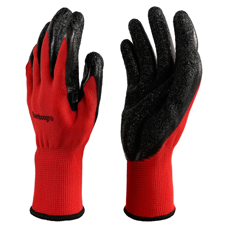 Red NCG Crinkle Latex Coated Seamless Knit Gloves, Textured Anti-Slip Palm & Fingers, Ideal for General Work, Gardening, Construction, Mechanic, Warehouse 8Pairs