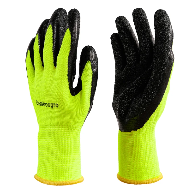 Green NCG Crinkle Latex Coated Seamless Knit Gloves, Textured Anti-Slip Palm & Fingers, Ideal for General Work, Gardening, Construction, Mechanic, Warehouse 8Pairs
