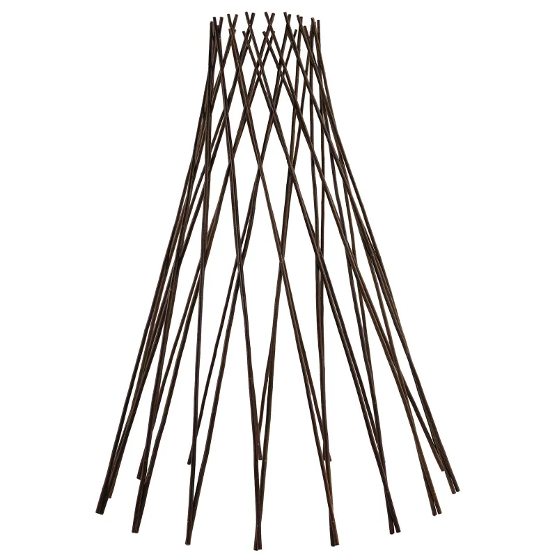 4FT Willow Round Teepee Trellis for Climbing Plants, 48 in H x 13 in W Natural Wooden Plant Support, Expandable Garden Trellis Cage for Beans Peas Cucumbers Flowers Vines 
