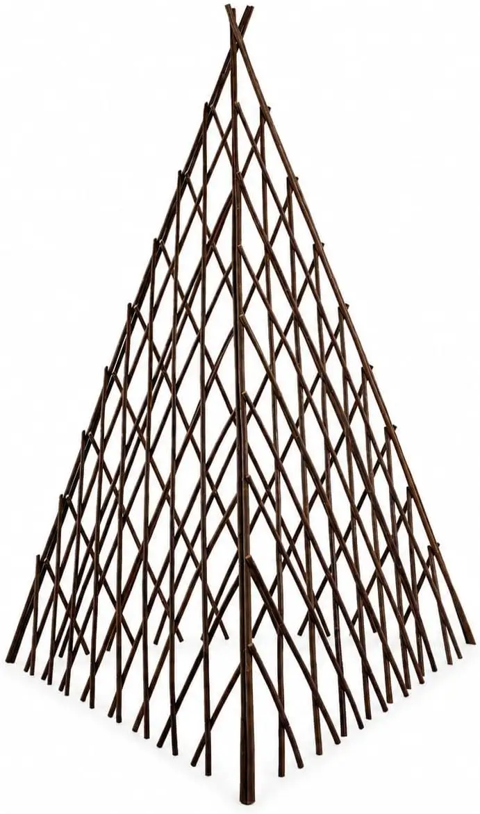 4FT Teepee Trellis for Climbing Plants, Natural Willow Plant Support, Expandable Wood Plant Cage for Beans, Peas, Cucumbers, Flowers, Vines and Garden Decor
