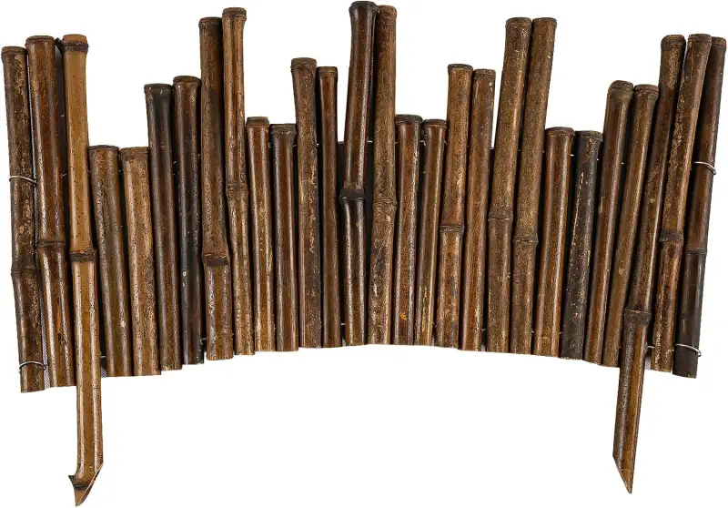 Garden Natural Bamboo Fence Lawn Edging 15.8inH x 24inL, Garden Border Fence, Decorative Bamboo Roll for Flower Bed, Pathway, and Landscape Edging, Outdoor Garden Border Fence