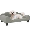 Divano per Cani con Braccioli di Supporto, in Legno e Tessuto French Terry, 66x42x28.5 cm, Grigio