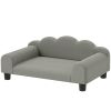 Divano per Cani con Braccioli di Supporto, in Legno e Tessuto French Terry, 66x42x28.5 cm, Grigio