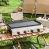 Piastra Barbecue a Gas con 4 Bruciatori da 2.4kw e Piano Antiaderente, 77x44.5x19cm, Argento