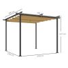 3 x 3 m Garten-Pergola mit verstellbarem Dach, Metallrahmen, UPF30+ Schutz, Sonnendach für Veranda, Terrasse, Beige