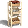 Getränkekistenregal für 3 Getränkekisten Getränkeregal Holz Kistenregal mit 3 Ebenen 56 x 32 x 112 cm Naturholz