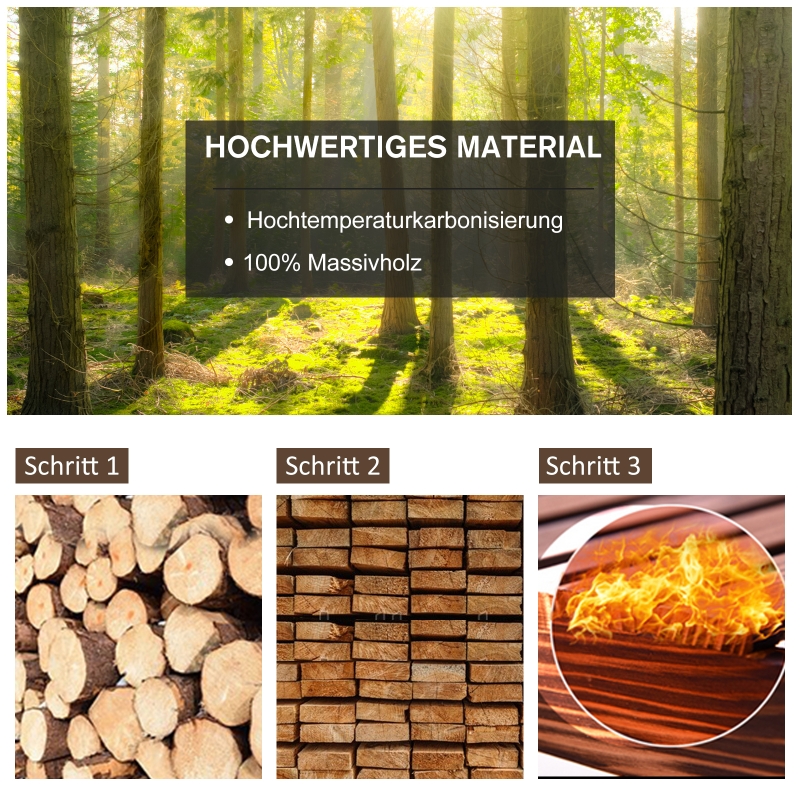 Outsunny Schaukelstuhl Rustikales Design Versiegeltes Massivholz  Wetterbeständig 68 cm x 88 cm x 92 cm