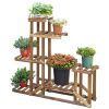 Scaffale Porta Piante Asimmetrico a 6 Livelli per Giardino e Casa in Legno, 98x28x96.5cm