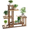 Scaffale Porta Piante Asimmetrico a 6 Livelli per Giardino e Casa in Legno, 98x28x96.5cm