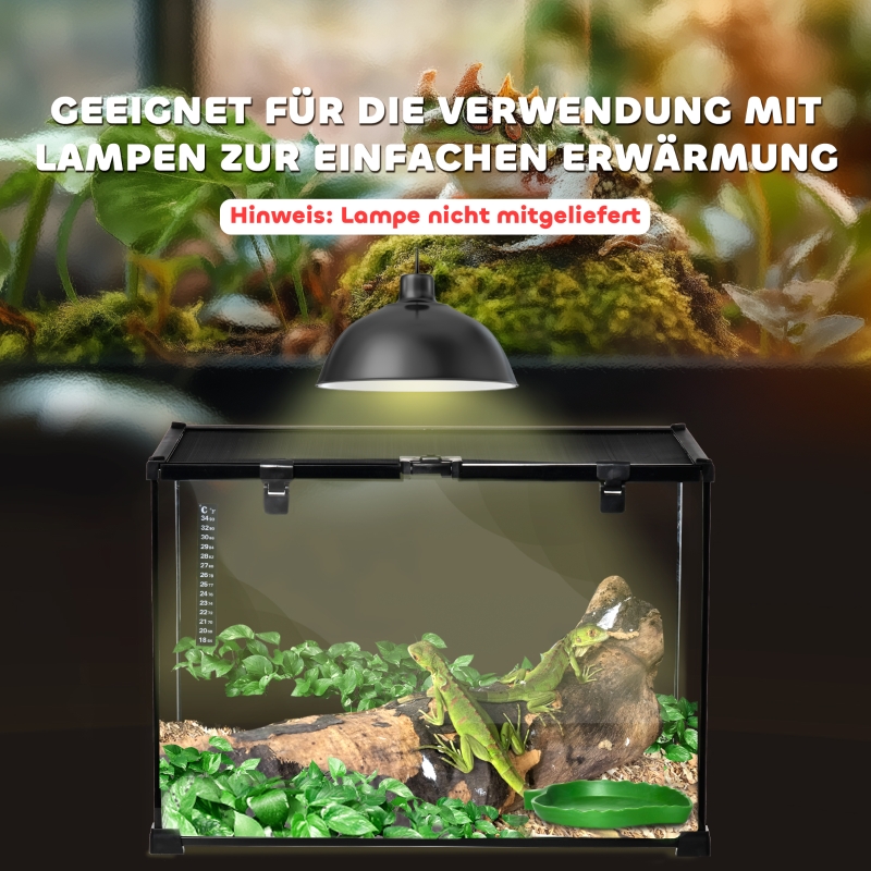 PawHut Glass Reptile Terrarium Insect Breeding Tank Vivarium Habitats with Thermometer for Lizards, Horned Frogs, Snakes, Spiders - Large 50 x 30 x 35cm
